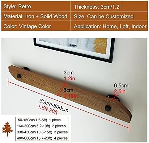 Kit complet de barres d'appui murales en bois pour escalier intérieur - 6