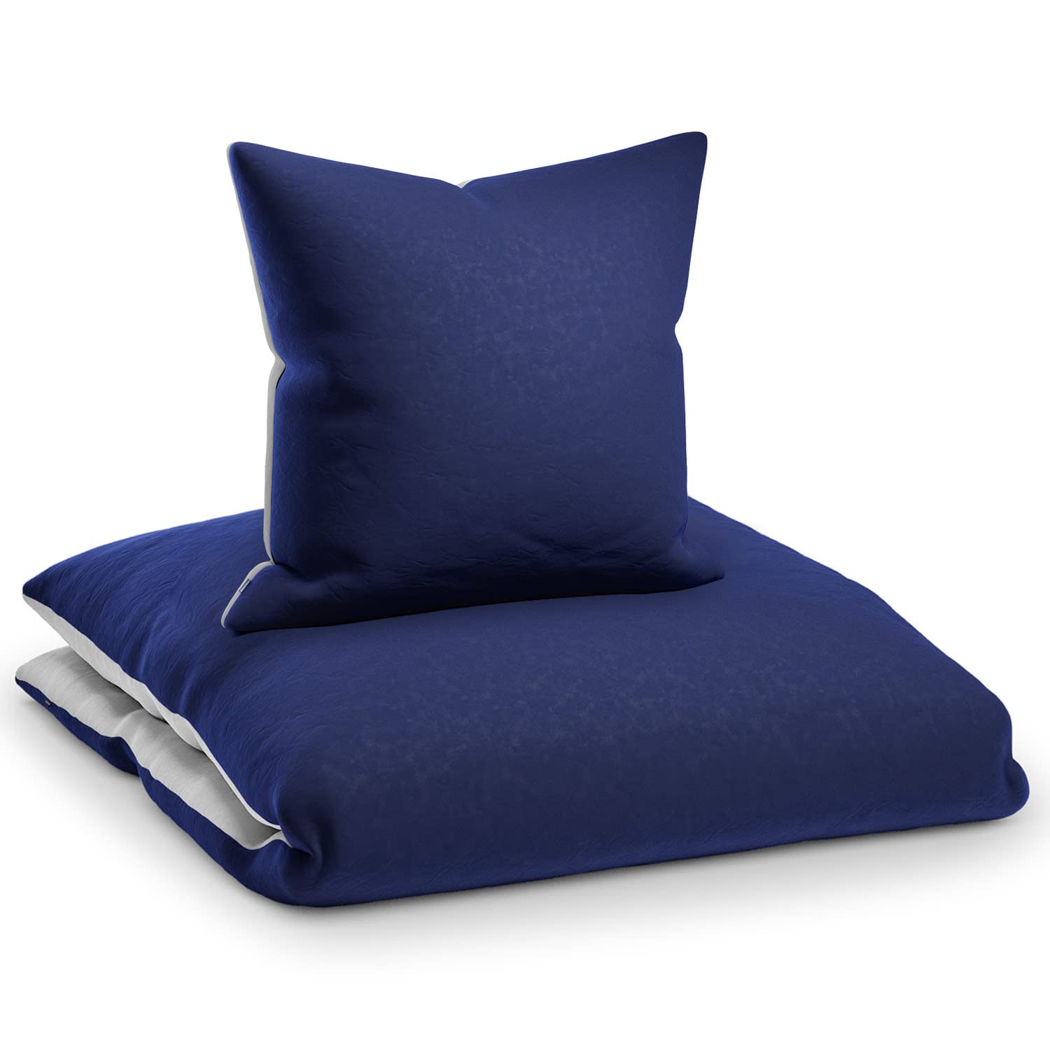 Sleepwise Navy / Light Gray Bed Linen Summer Bed Linen 3-Piece Öko-Tex, Fantastically Soft, Breathable, Non-Iron & Wrinkle-Free - Duvet Cover Set, Soft Microfibre, 140X200cm, 65X65cm Pillowcases, Navy/Light Gray
