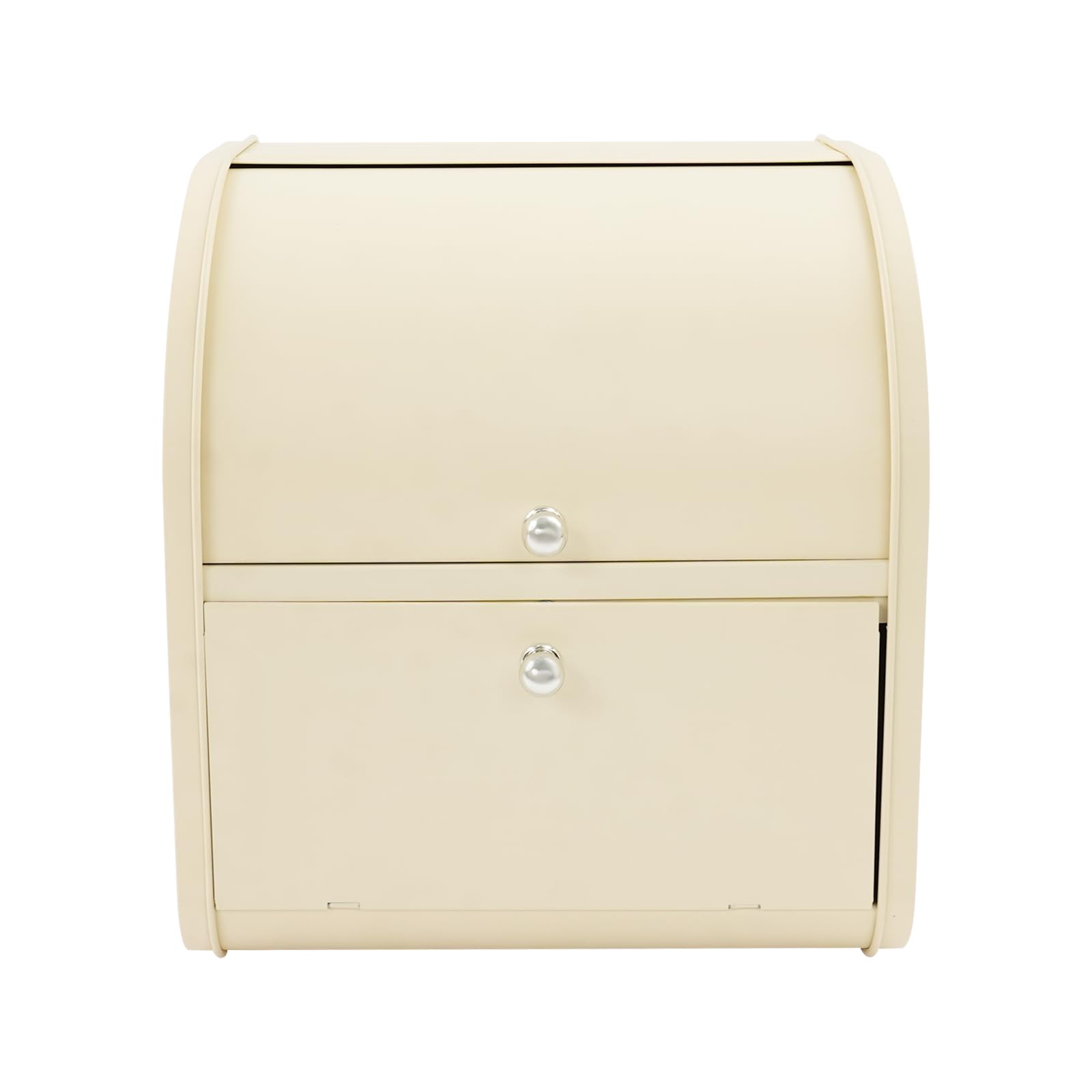Brotkasten 2-stöckig 30 x 25 x 33 cm Brotbox mit Deckel Beige | Belüftungslöcher für Frische, Oberer Deckel & untere Tür, Staubschutz Design, Glatte & pflegeleichte Oberfläche