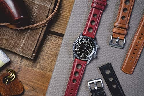BARTON WATCH BANDS, 18mm Red - Rally Horween Leather Watch Bands - Integrated quick release spring bars- 316L stainless steel- Choose Strap Color & Width - 5