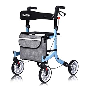 Rollator Walker with Seat, Senior 4 Wheel Medical Rolling Walker Lightweight and Easy to Fold, Mobility Walker Aid for Elderly in The Outdoors Only 13.65lb