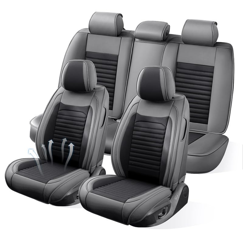 Image of Seat Covers Full Set Fit for Chevy /Chevrolet HHR 2006-2011, Gray&Black