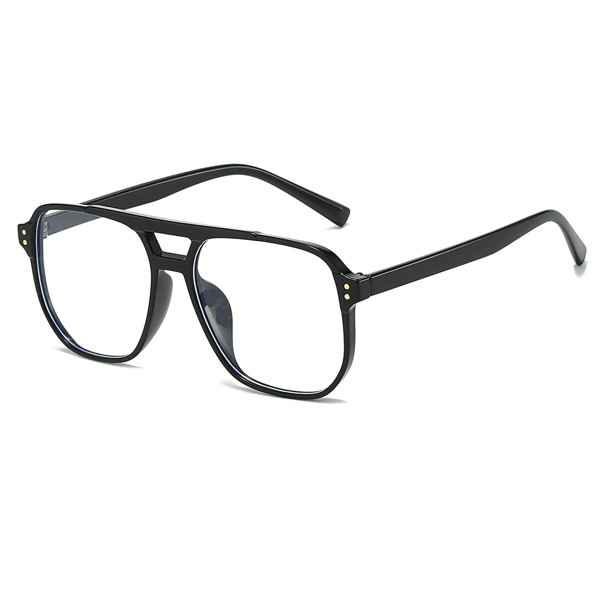 JOVAKIT Aviator Blue Light Blocking Glasses for Women Men, Fashion Fake Nerd Clear Square Pilot Frame Computer Glasses