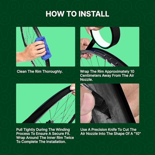 image for RKNDY Tubeless Rim Tape Roll for Bicycle/Bike Wheels - 1 inch Wide, 4 