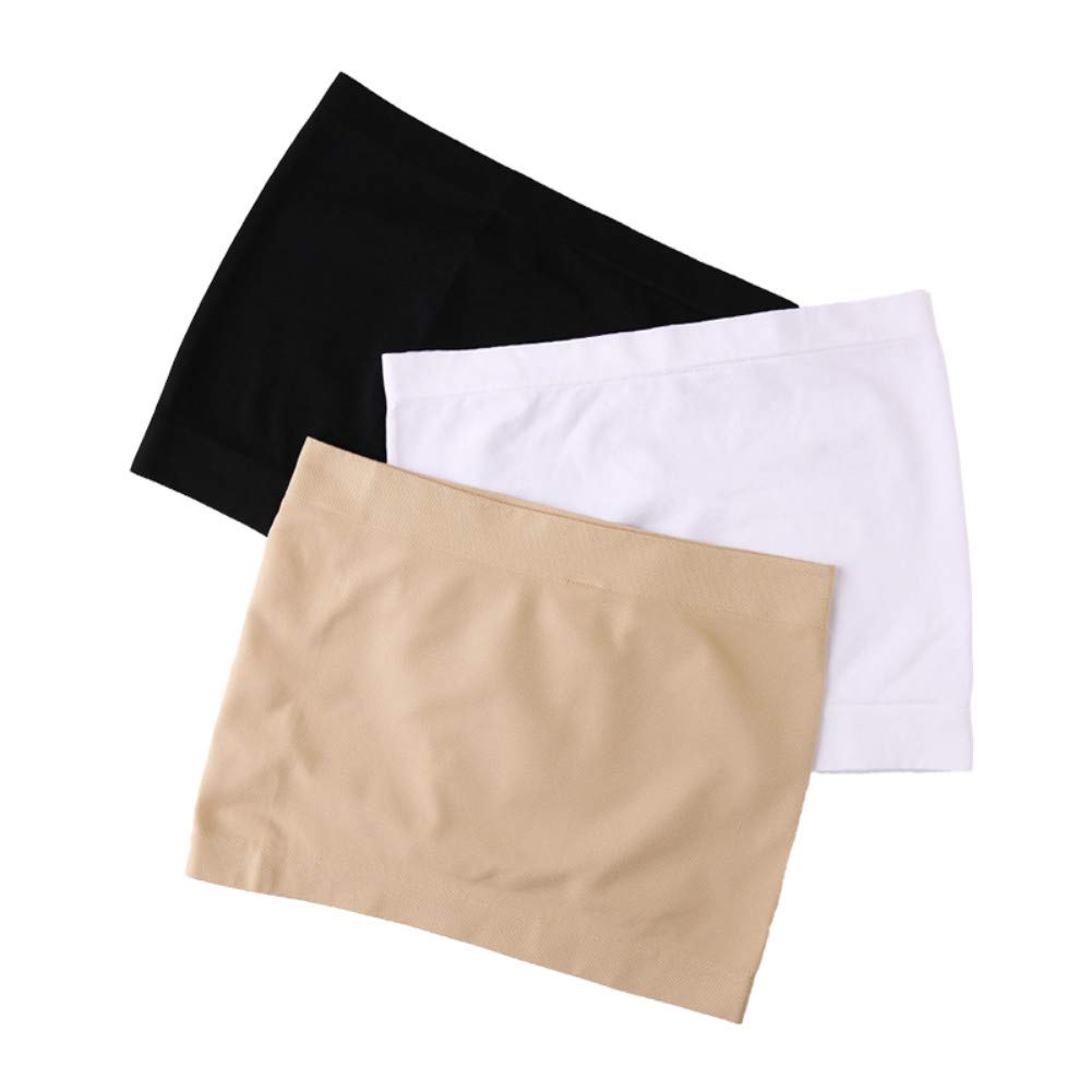 DABER VICH Women's Strapless Seamless Stretch Long Bandeau Tube Top 3 Pack Active Base Layer