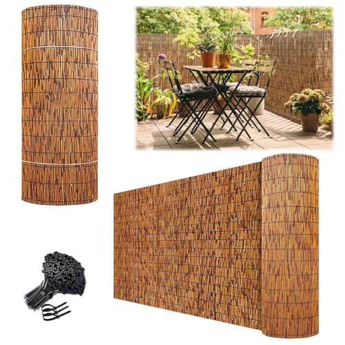 Rotoli di recinzione per privacy in bambù - Divisorio da giardino esterno per piscina e balcone - Recinzione naturale per una maggiore sicurezza ed estetica - Dimensioni: 50x400cm 90x600cm 122x500cm