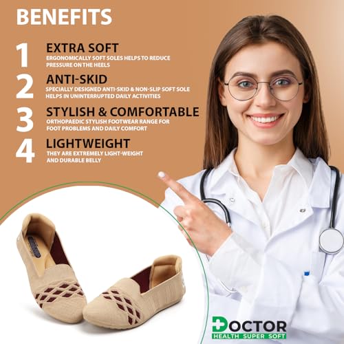 Image of DOCTOR HEALTH SUPER SOFT Women Breathable Knit Running Shoe | Lightweight Slip-On Casual Shoes | Comfortable Walking Loafers Anti-Slip Everyday Wear Footwear