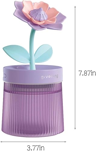 Miniatura 7 de Humidificador de niebla fría de 8.8 fl oz con linda flor, humidificador USB con luz, difusor de aceite esencial, difusor de aceite de aromaterapia