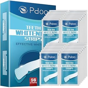 56 Teeth Whitening Strips (28-Day), Non-Sensitive Fast Remove Smoking, Coffee, Wine Stains, Teeth Brightening Kit Pack of 56 Non-Slip Strips