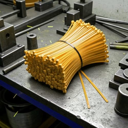 BeBo Kabelbinder Gold 2.6 x 100 mm I 100 Stück I Stabil & vielseitig für den Innen & Außenbereich I auffällige Kabelbefestigung für Heim und Handwerk