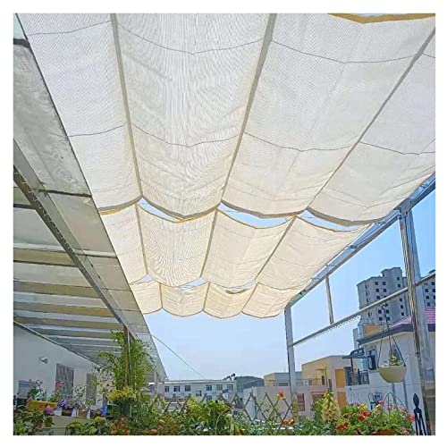 STRMAX Sonnensegel Sichtschutznetz,Patio Retractable Shade Cover, Pergola Replacement Cover Canopy Outdoor Slide Wire Wave Shade Sail UV-beständig for Pergola Garden (Color : White, Size : 1.4x7m)