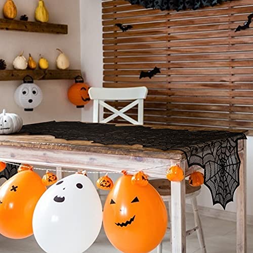 Halloween Table Runner, Black Lace Spider Web Table Runners for Halloween Decor/Party Dinner Table Decoration 18 x 72Inch — view 5