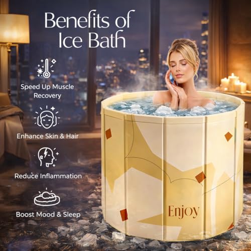 Image of DOCAT Portable Bathtub for Adults, PVC Leakproof Bath Tub with Cover & Drain Pipe, Ice BathTub for Cold Water Therapy, Maintains Hot & Cold Water Thickened Insulated Ice Bath Tub for Adults