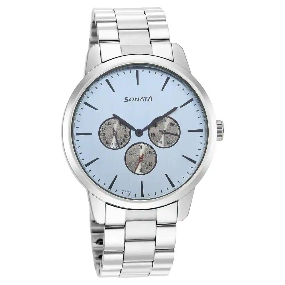 Sonata Quartz Multifunction Blue Dial Stainless Steel Strap Watch for Men-NR7139SM04 (B0BS3N238B) Amazon Price History, Amazon Price Tracker