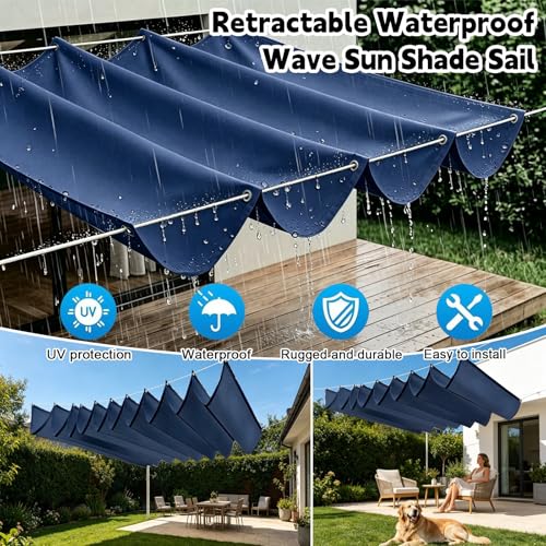 Filet d'ombrage Rétractable Vague Bâche Ombrage Protection UV Imperméable