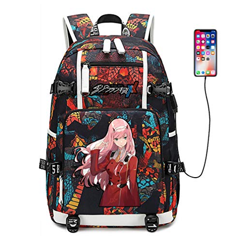 YOYOSHome Anime Darling in The FranXX Cosplay Bookbag Daypack Backpack School Bag with USB Charging Port