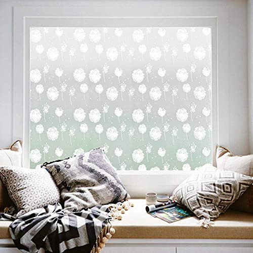Viseeko Privacy Window Film Non-Adhesive Window Film Frosted Static Cling Glass Film Dandelion Patterns Window Stickers For Doors Home Living Room Kids Bedroom (17.5 X 78.7Inches) #TOP5