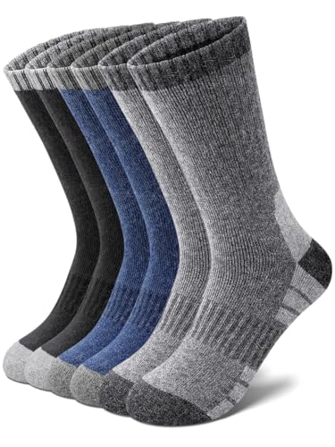 Tialfas Chaussettes Chaudes en Laine Mérinos Homme, 3 Paires Chaussette Hiver Thermiques, Montantes Respirantes Antihumidité pour Randonnée Trekking Sport Travail Extérieur