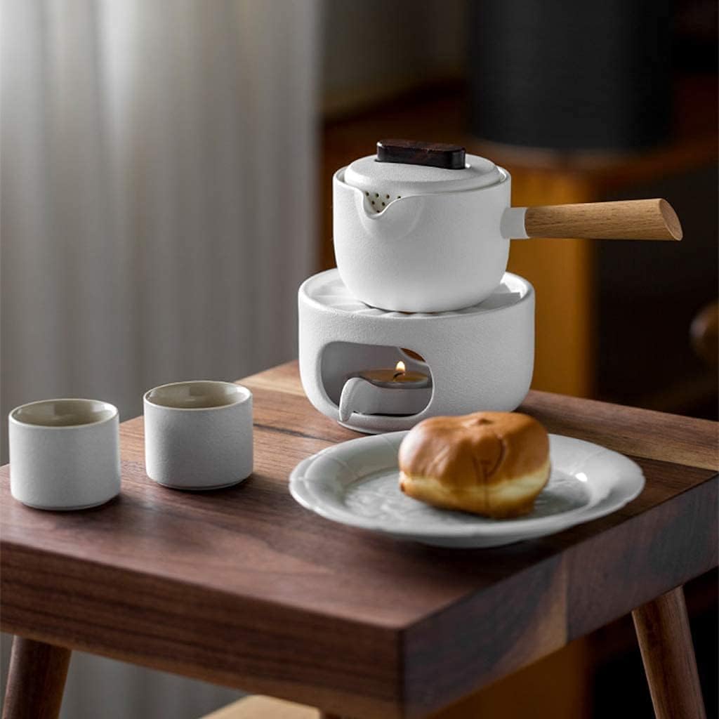 Teapot Warmer Combination Packages Porcelain Heating Furnace Warmer Candle Warm Tea Stove (Color : White Size : with teapot) (White Without teapot)