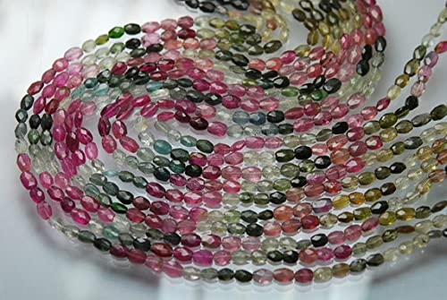 Fil de tourmaline multicolore ovale facettée 5-6mm pour cadeau créatif DIY