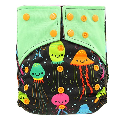 Baby Waterproof Ai2 All-In-Two Charcoal Bamboo Cloth Diaper Nappies By Ohbabyka (Ai2-1) One Size #TOP1