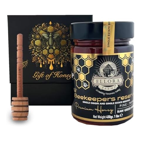 Ellora Farms, Raw Greek Honey, Pure Superfood, Unfiltered, Honey from the Greek Island of Crete, Single Estate PDO Traceable beehives, 450 grams Gift pack (Beekeepers Reserve) Cover