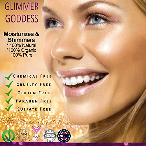 GLIMMER GODDESS Organic Body Lotion - Sexy Level 2 Gold Shimmer, 8 oz