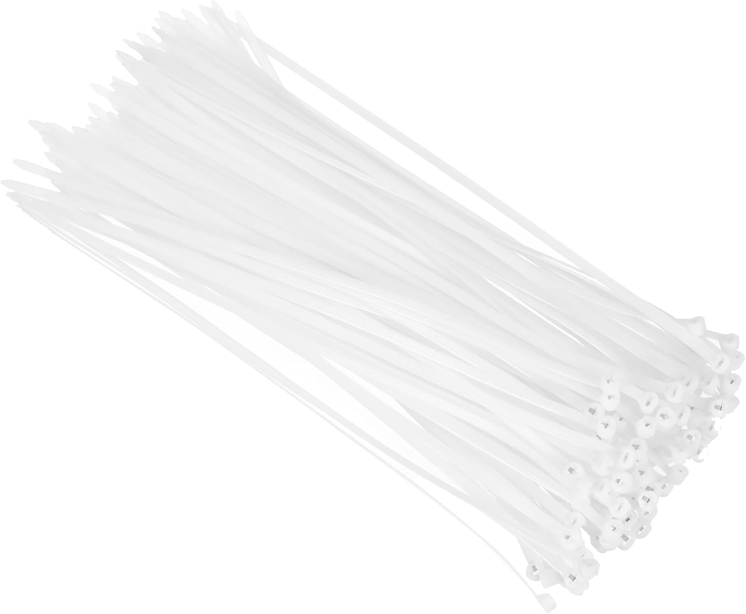 MECCANIXITY 100Pcs White Zip Ties 12 Inch, Cable Ties with Metal Tooth Stainless Steel Locking Device Nylon for Indoor Outdoor Garage