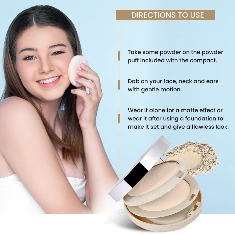 Image of Colors Queen Oil Control Compact Powder | Lightweight Face Compact for Women with SPF-15 to Protect Skin from UV Rays | Pore Minimizing, Easily Blends Pressed Powder for All Skin Types (03 - Golden Beige, 20g)