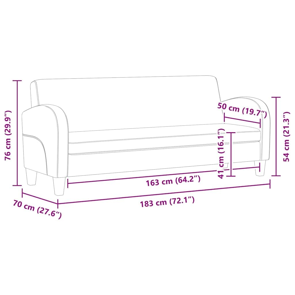 3-osobowa sofa z brązowej skóry zamszowej z ramą z litego drewna i zdejmowaną poduszką, klasyczny elegancki design do salonu, wypełnienie z grubej pianki