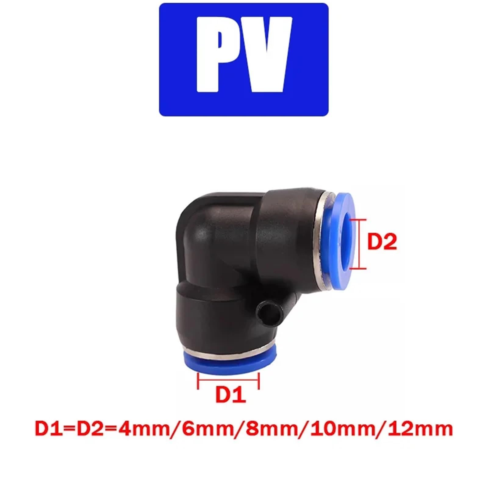 50pcs Air Pneumatic Fittings 6mm Fitting PU PV PY PE PM PK 304 Stainless Steel Hose Quick Couplings Pipe Connectors(PV)
