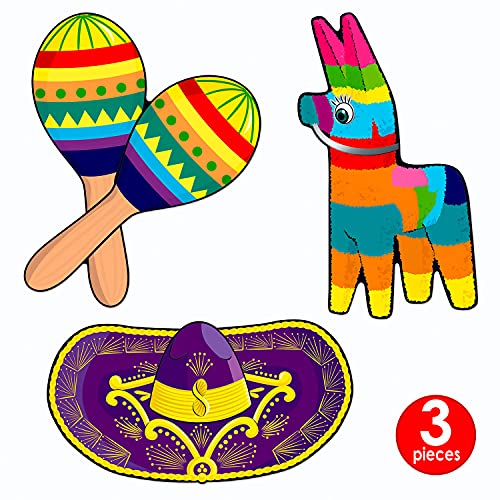Beistle 3 Piece Paper Fiesta Cut Outs Cinco De Mayo Mexican Party Decorations Supplies, 17.5", Multicolored #TOP1