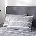 UOZZI BEDDING 3 Piece Gray Duvet Cover Set, 800 - TC Luxury Comforter Cover with Zipper Closure, Corner Ties. 1 Duvet Cover + 2 Pillow Shams (Triangle Stripes Gray, Queen)