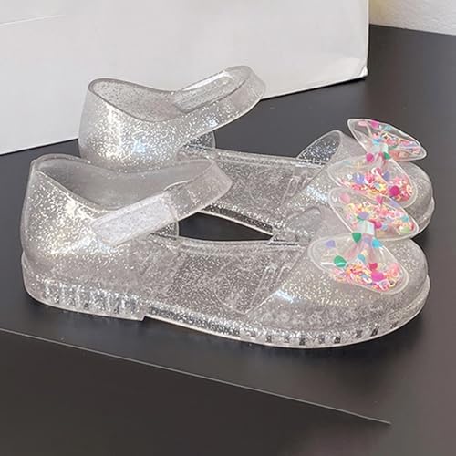 IWIHMIV Toddler Girls Closed Toe Sandals Summer Non Slip Beach Shoes Birthday Soft Sole Bowknot Crystal Sandals3
