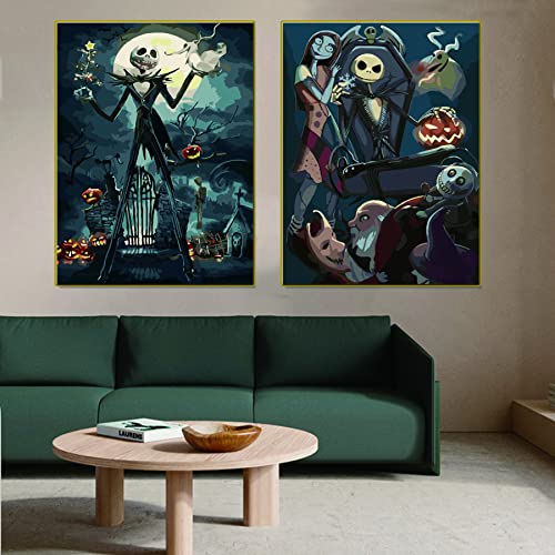 Bogviap Skull Paint By Numbers For Adults Beginner,Scary Jack Skull Paint By Number 2 Pack,Perfect For Home Wall Decoration 16X20 Inch #TOP1