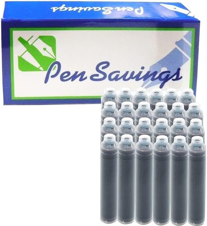 Pen Savings Fountain Pen Ink Cartridges - Pack of 24, International Standard Size, Length 1.5 Inch, 2.6mm Bore, Disposable & Generic, Perfect for Calligraphy Writing (Royal Blue)