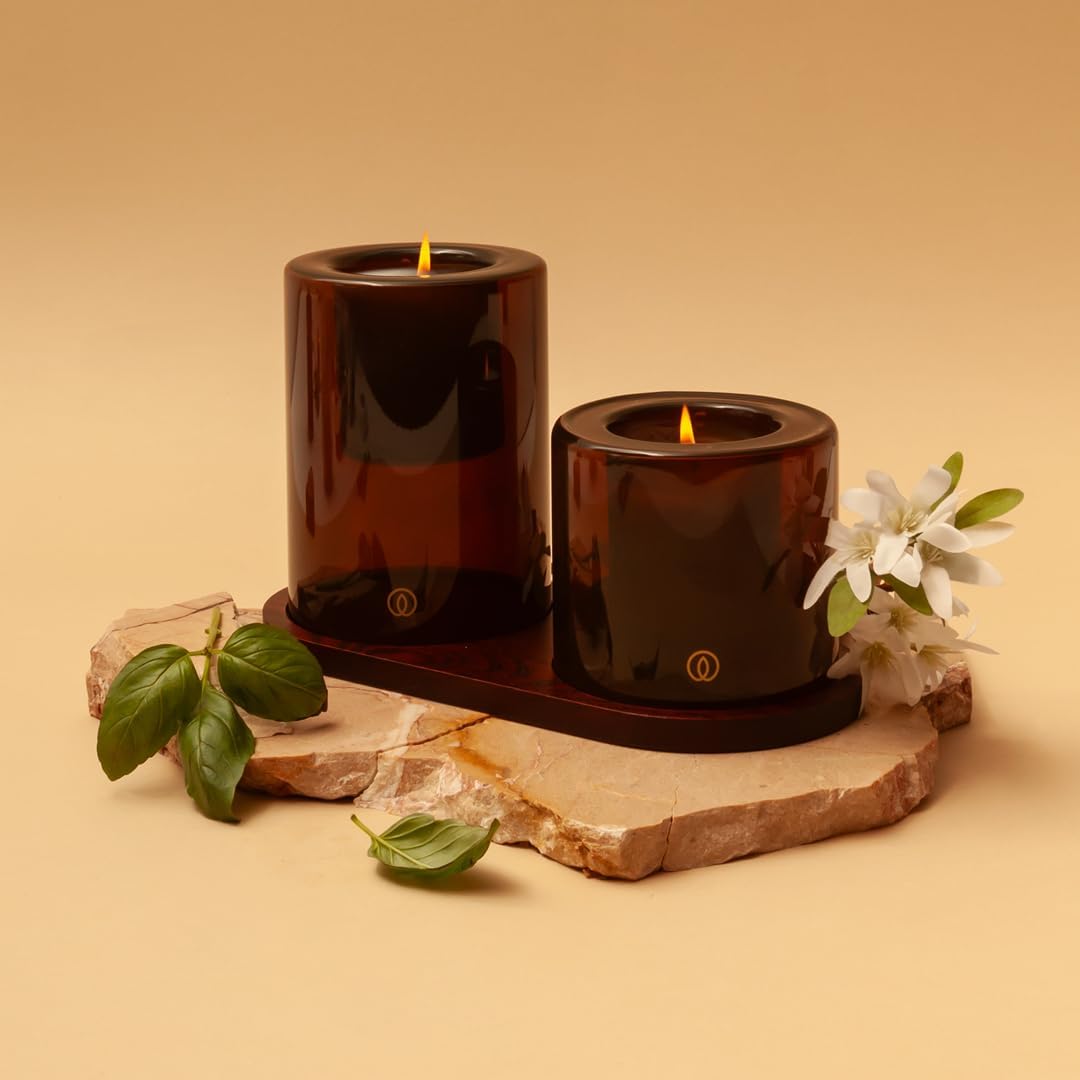 Spaas Giftbox Delight Scented Candles with Wooden Decoration Tray, Solar Spirit