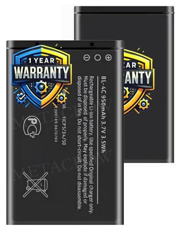 Image of Original BL-4C Part Compatible with Nokia 1202 1661 1662 2220s 2650 2652 2690 3108 3500c 5100 6100 6101 6125 6131 6131 NFC 6136 6170 6260 6300 6300i 6301 7200 7270 C2-05 X2-00 1 Year Warranty MTR