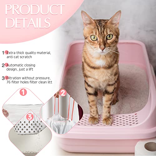 84 Count Sifting Cat Litter Box Liners with Holes Extra Large Cat Litter Bags Jumbo Thick Pan Liners with Drawstring, 36 x 18 Inch - Thumbnail 3