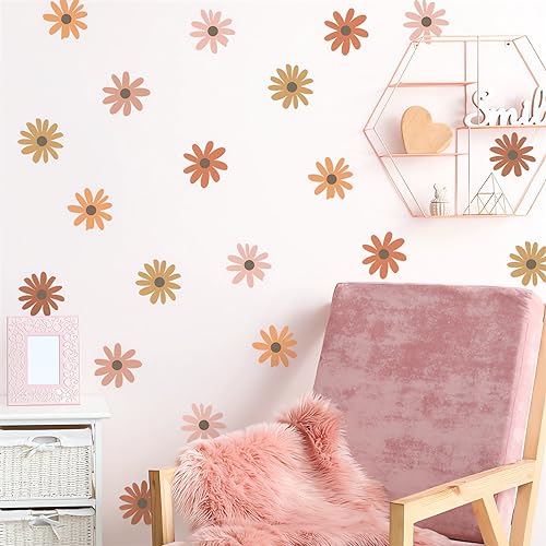 60 adhesivos vinilos para pared con flores amarillas