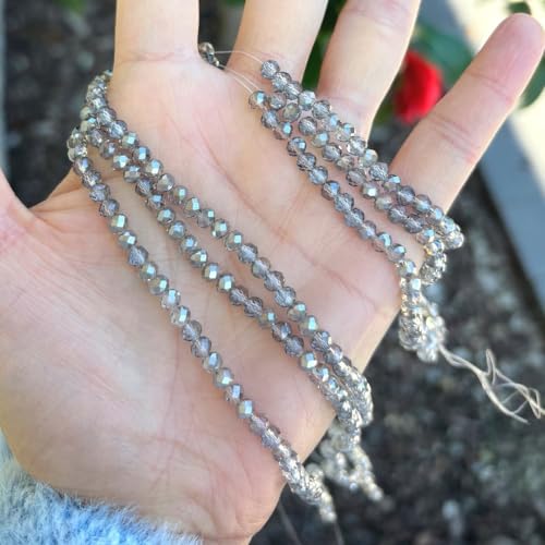 Image of 1000pcs Czech Faceted Rondelle Crystal Glass Beads 4mm Small Tiny Bulk Silver Champagne