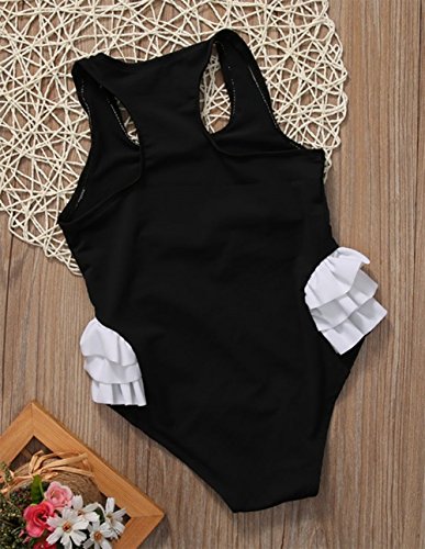 stylesilove Kid Girls One-Piece Swan Print Ruffle Swimsuit Beachwear Bathing Suit3