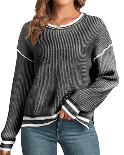 Image of ZAFUL Womens Oversized Sweaters 2025 Cable Knit Chunky Sweater Long Sleeve Crewneck Pullover Loose Outfits