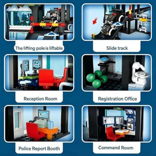 Image of SKY LINE OCEAN SWAT Station Slider Building Block Set, 627+ PCS City Tactical Police Playset with Action Slider Feature, SWAT Vehicles & Accessories, STEM Construction | 5 Year Structural Warranty