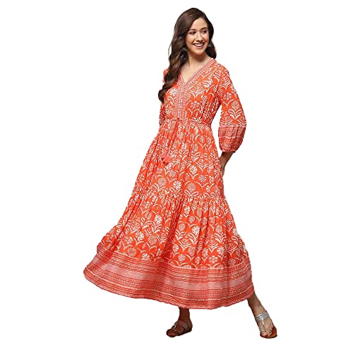 Image of BIBA Women's Fit and Flare Maxi Dress