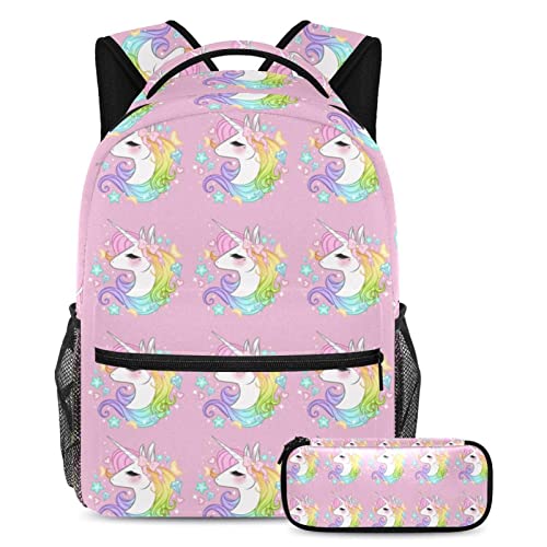 Sac à dos licorne colorée cartable école adolescent sac voyage étudiant avec trousse