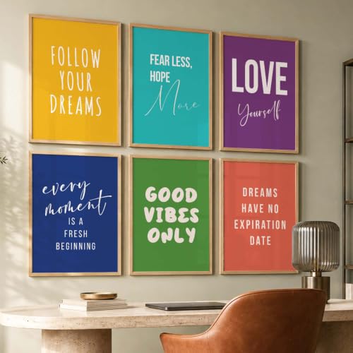 Image of kotart motivational Quotes wall art painting with frame for home decoration /Wall decor paintings for living room, Framed poster set for bedroom Set of 6 (13x17, I)