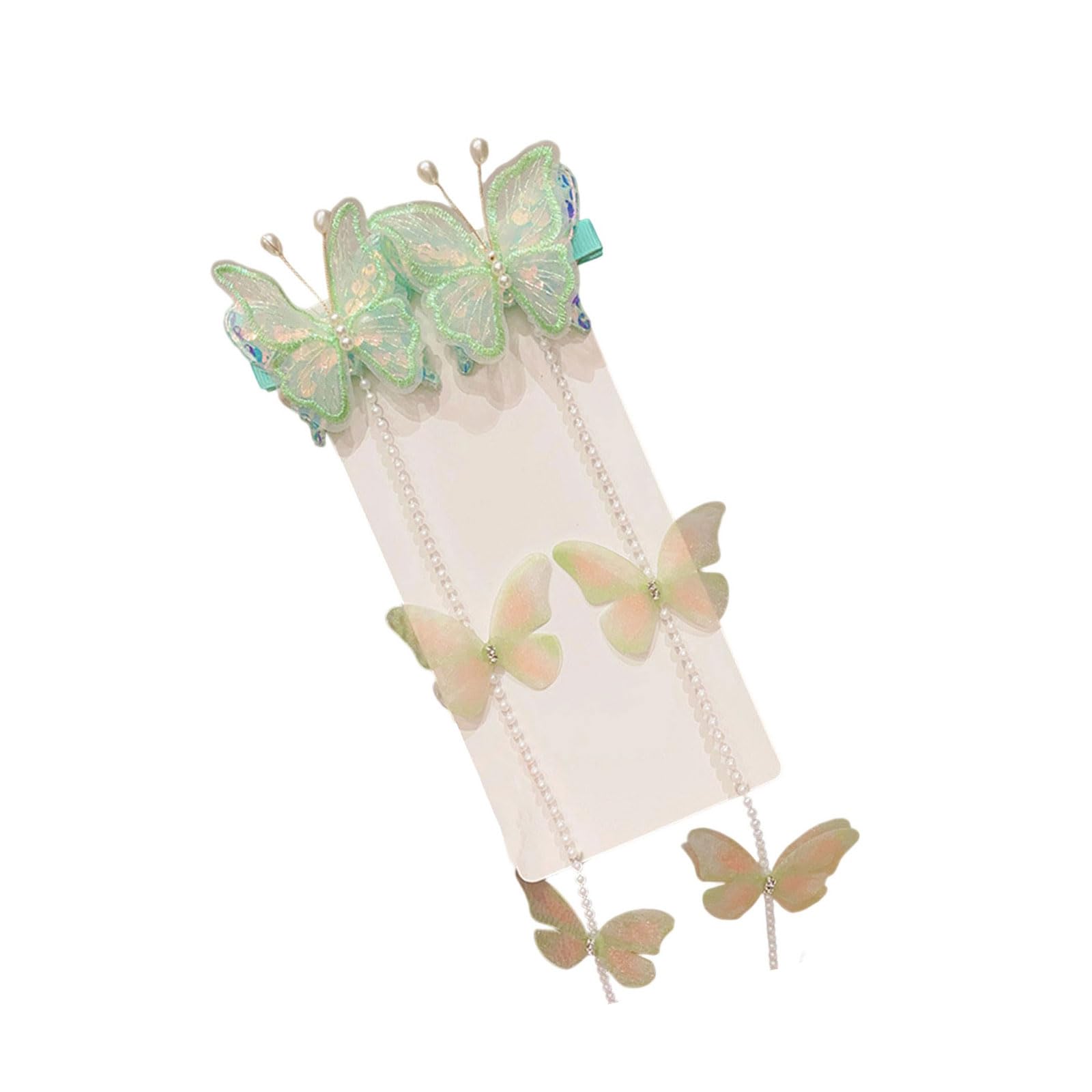 YUXITA Pearls Butterfly Hair Chain Clip Elegant Braided Hair Accessory For Weddings Parties Securely Hold Lightweight Design