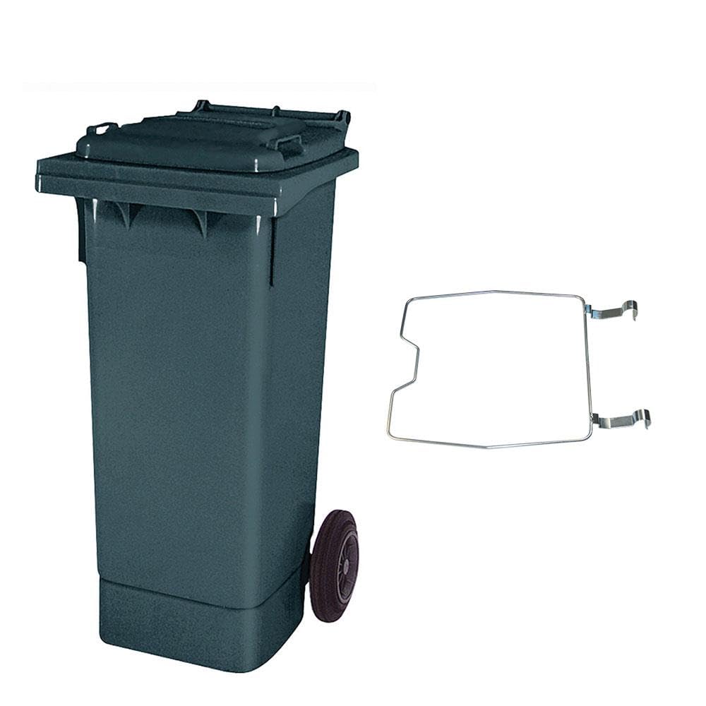 BRB Poubelle MGB 80 litres, avec anneau de serrage pour sacs poubelle, grise