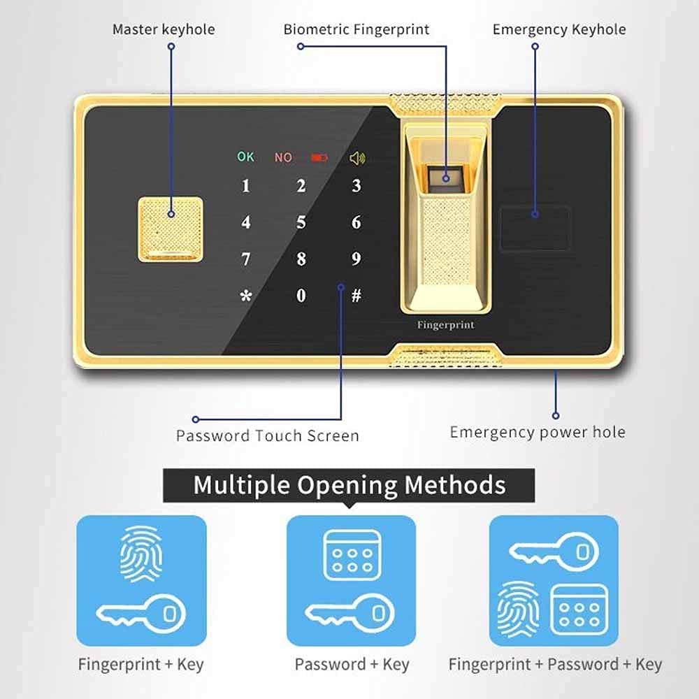 CLSDRZC Seguridad, Seguridad [Combinación Digital] Capacidad Muy Grande para almacenar Objetos de Valor para Documentos de identificación, Documentos A4, computadoras portátiles, marrón